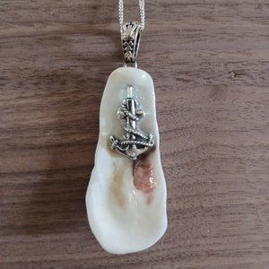 Handcrafted Oyster Shell Necklace with Anchor I